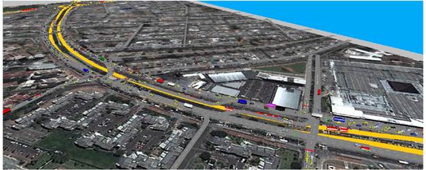 Simulación en el software VISSIM de la solución vial completa en veinte años