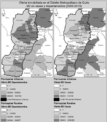 Oferta inmobiliaria en el DMQ (m2 de casas y departamentos)