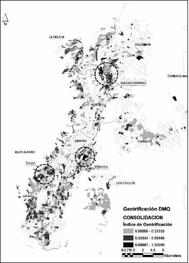 �ndice de gentrificaci�n en �reas en densificaci�n