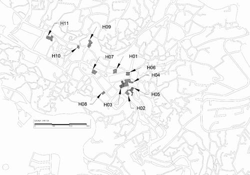 Distribuci&oacute;n de plazas y de inmuebles catalogados con uso de hoteler&iacute;a de lujo en el centro de Guanajuato.