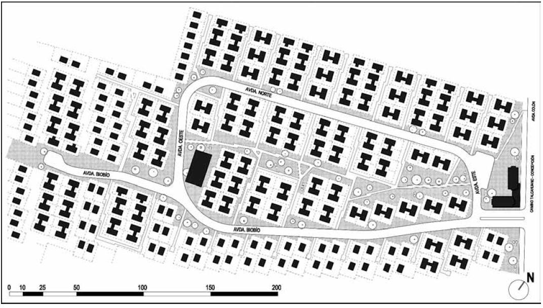 Villa Acero, 1965. Arquitectos: Santiago Roi y Ricardo Hempel. Fuente: Plano de Pablo Fuentes Hernández (dibujo de Pablo Miranda).