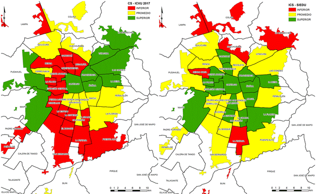 Indicadores sintéticos para la Dimensión Condiciones Socioculturales en el Área Metropolitana de Santiago. 