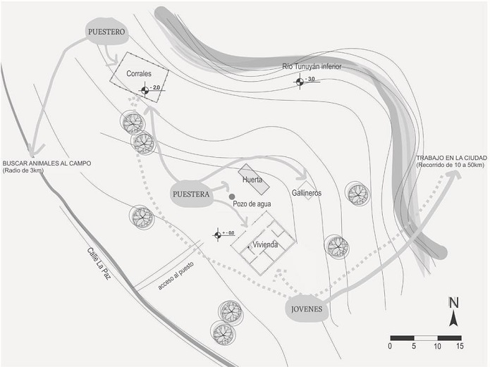 Dinámica de la red de grupo doméstico en un puesto tipo. Fuente: Elaboración propia en base a datos relevados en campo. Año 2019.