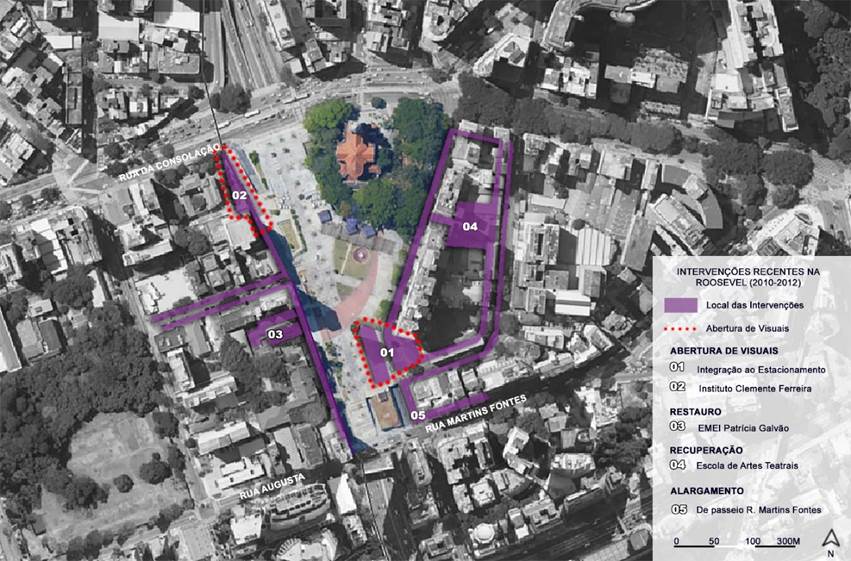 Principais a&ccedil;&otilde;es de interven&ccedil;&atilde;o no entorno da pra&ccedil;a.