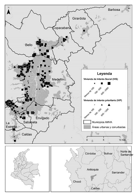 Proyectos habitacionales VIS construidos entre 2009 y 2017.
