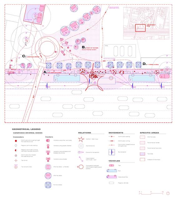 Cartography of the four areas with its legend.
