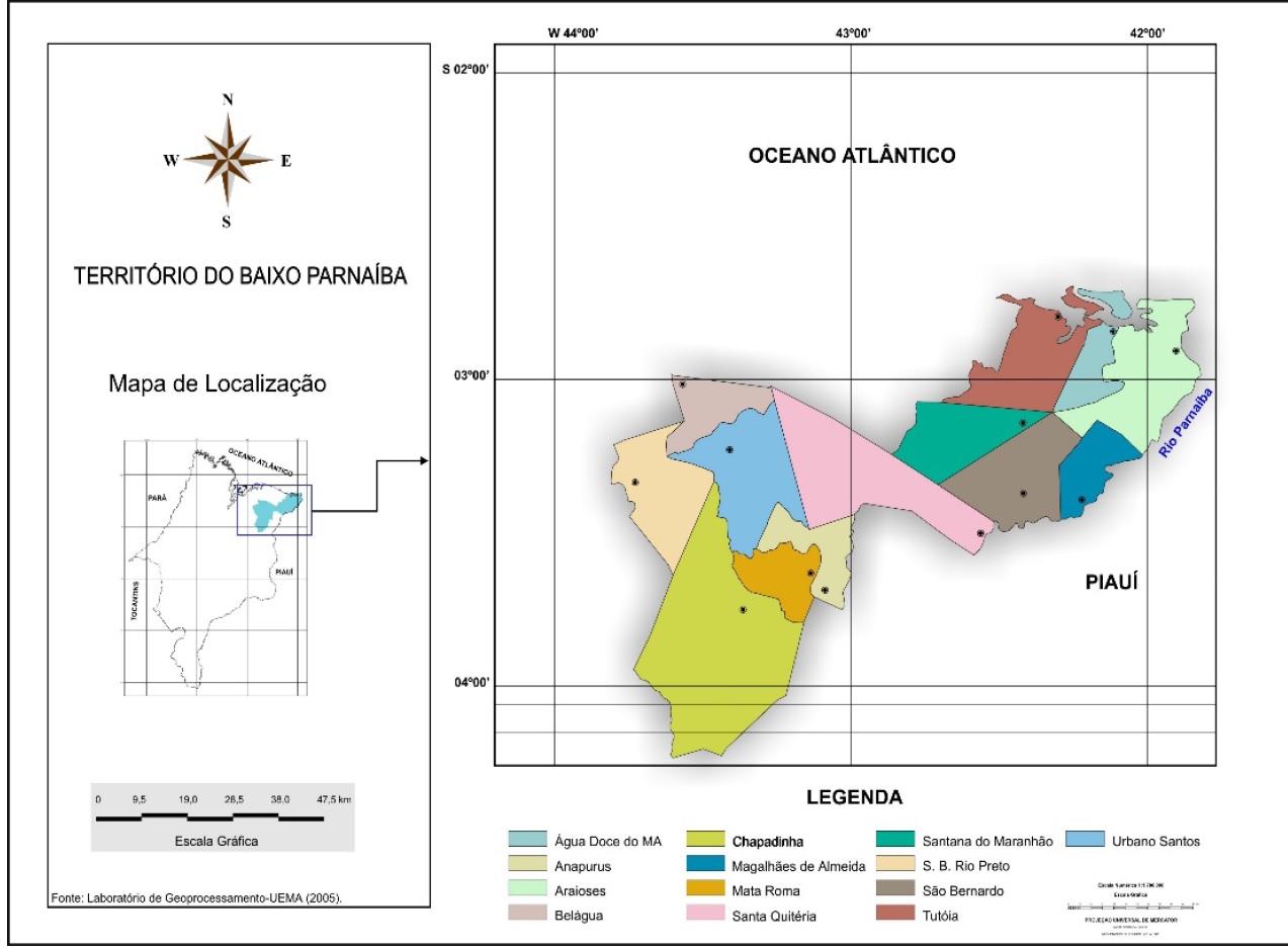 Mapa de localizao do Territrio do Baixo Parnaba Maranhense