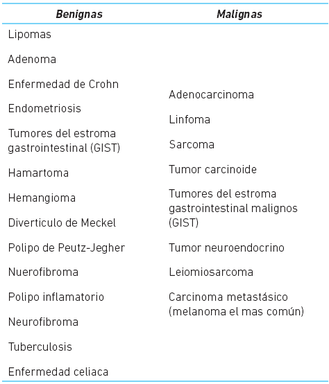 Causas de intususcepción en adultos