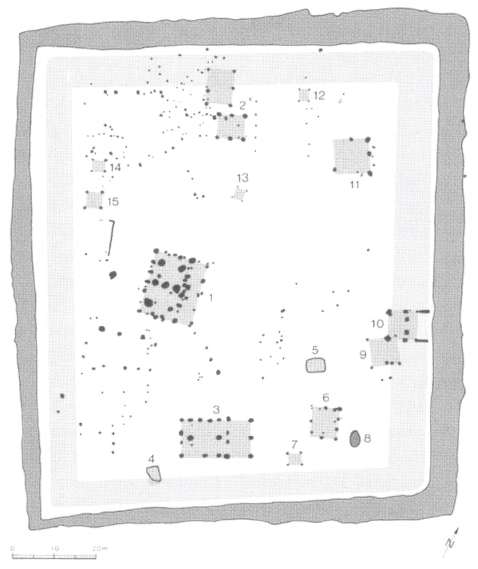 La Tène period Viereckschanze in Riedlingen, aden-Württemberg, Germany (Wieland, 1999, p. 154)