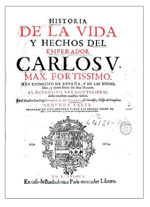 Portada Historia de la vida y hechos del Emperador Carlos V (Biblioteca Nacional de Espa&ntilde;a: 2/64122 V.2)