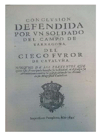 Portada Conclusion defendida por un soldado del campo de Tarragona, del ciego furor de Catalu&ntilde;a (Universitat Ramon Llull, *N 30-II-6.d)