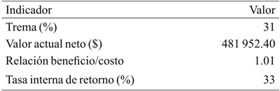 Indicadores financieros de la empresa integradora de aprovechamiento de madera de pino.