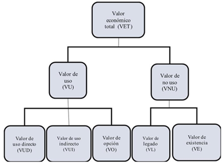 Valor económico total (VET). Elaboración a partir de Pearce et al. (1990); Pearce (1993).