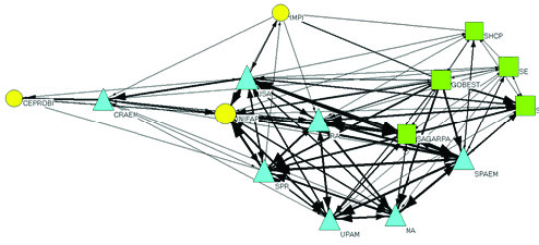 Nivel de cercan&iacute;a de la red del arroz. Elaboraci&oacute;n con base en entrevistas e informaci&oacute;n documental. 