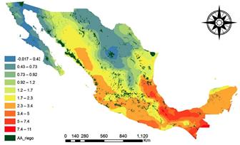 Pronóstico esperado para el promedio de lluvia (mm) en época de invierno.