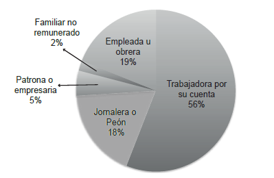Población
económica femenina por situación en el trabajo, Coatepec Harinas, Estado de
México, 2014 (Porcentaje) 

 
