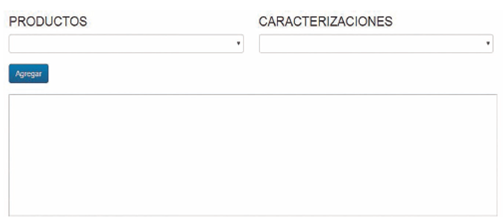 Asignación característica a producto. 
