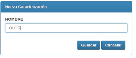 Registro nombre de característica. 