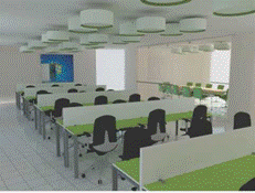 Sala 1: Mesas de trabajo con capacidad para seis estudiantes