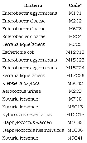 Evaluated bacterial isolates