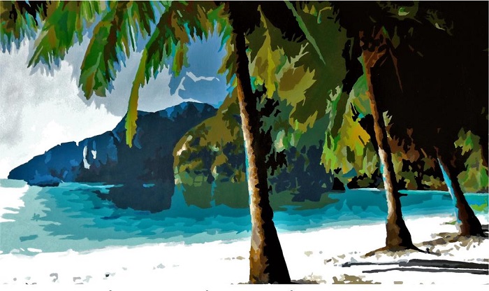 Ao ler o texto descrevendo uma imagem que tem palmeiras, uma enseada
							com areias brancas, um mar e c�u azuis, montanhas no fundo... foi assim
							que voc� imaginou a descri��o? Ou seja, uma figura vale por 5.000
							palavras