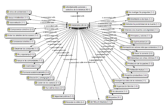Red sem&aacute;ntica 'Afrontamiento personal y colectivo de la violencia'. Perspectiva padres de familia