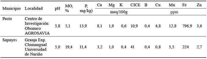 Tabla 3. Análisis químico del suelo.