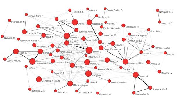 Red de colaboración entre autores (1990-2006).