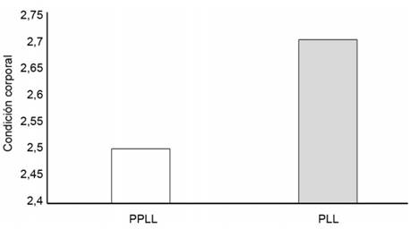 Comportamiento de la condición corporal por época
