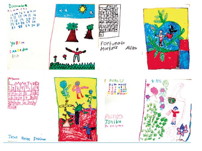 Calendarios con su mes de nacimiento realizados en Malinaltepec, Guerrero