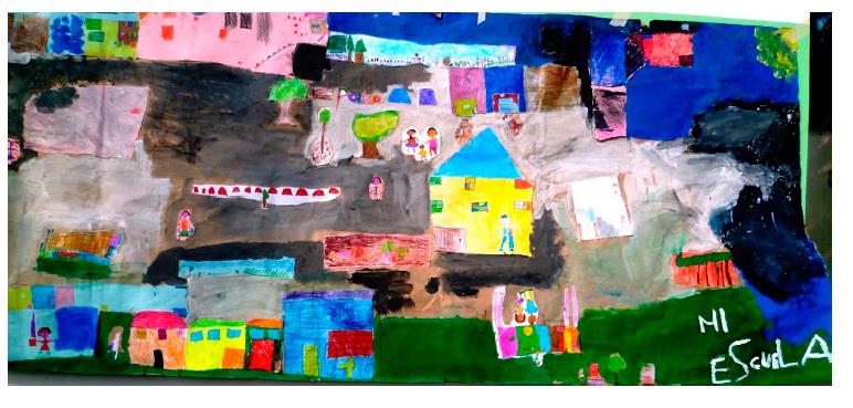 Mural colectivo representando la escuela urbana de Chimalhuac�n, Estado de M�xico