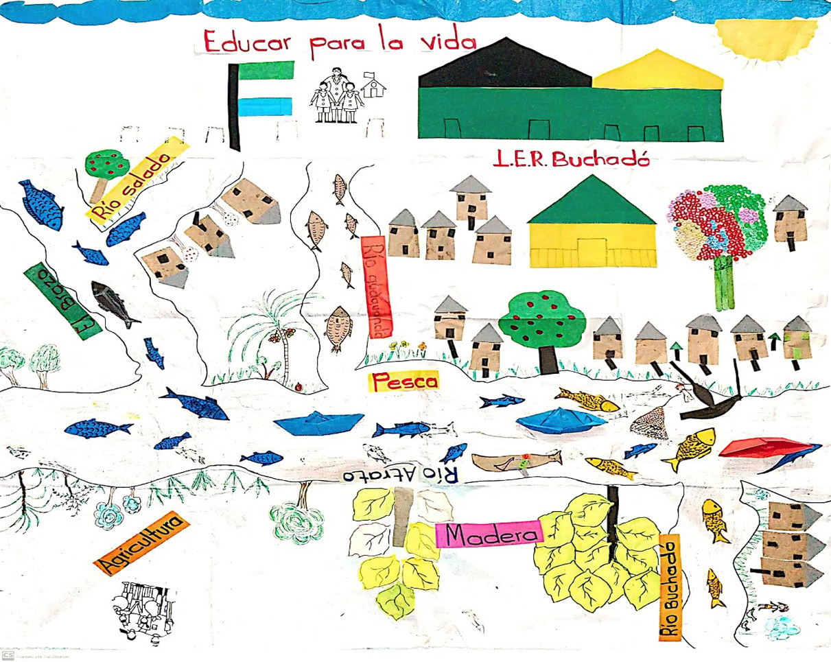 Mapeo colaborativo de cartograf�a social pedag�gica con maestras de la Instituci�n Educativa Rural Buchad�, Vig�a del Fuerte, Antioquia, Colombia 