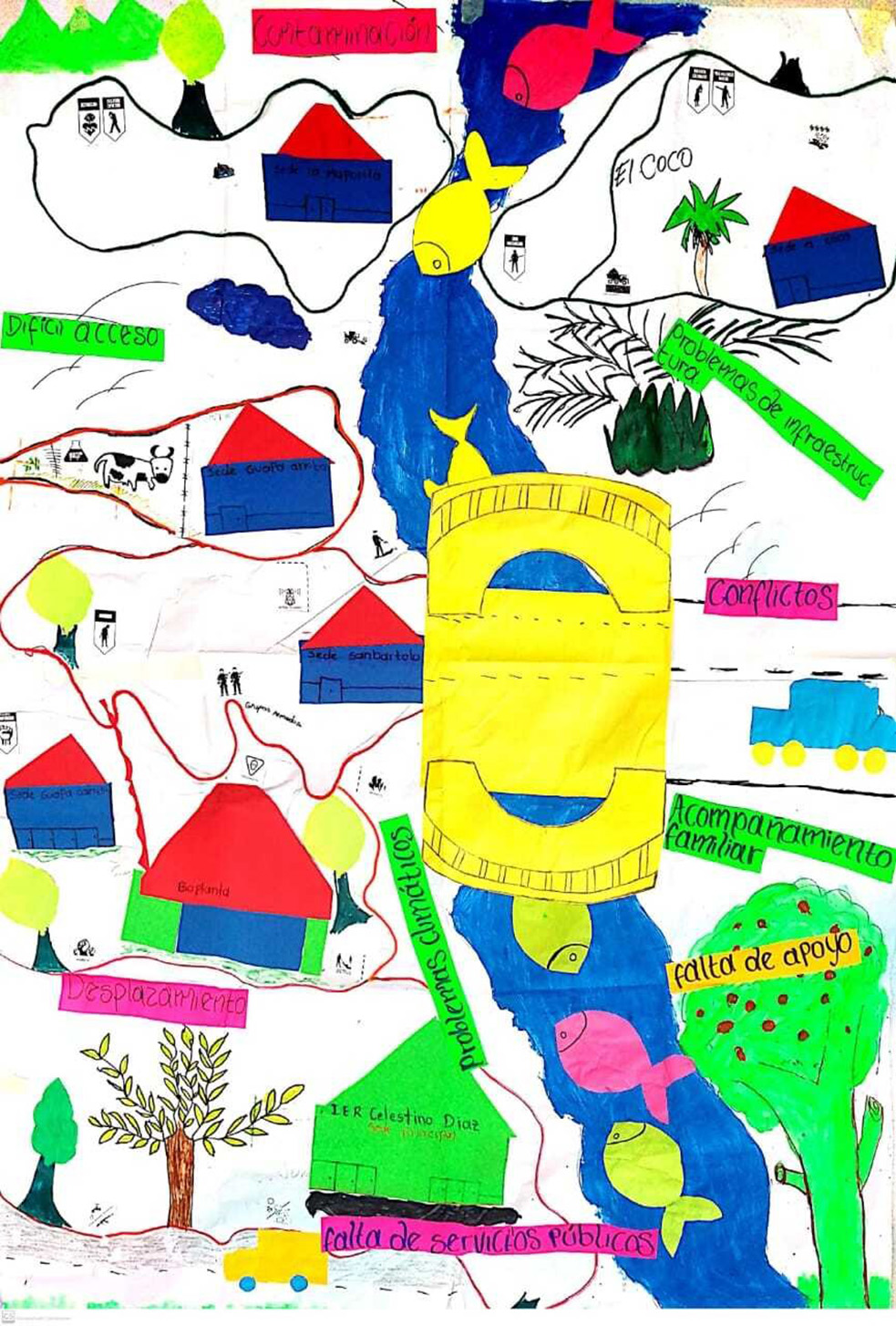 Mapeo colaborativo de cartograf�a social pedag�gica con maestras de la Instituci�n Educativa Rural Celestino D�az, Chigorod�, Antioquia, Colombia.