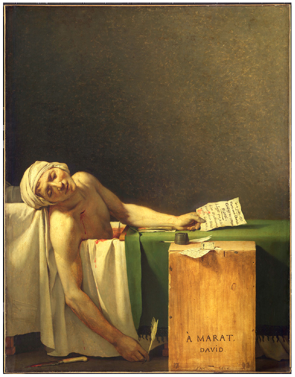 Marat assassinado. Jacques-Louis David, 1793.