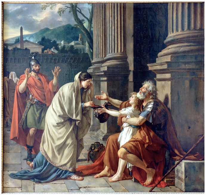 Deem uma esmola a Beliz&aacute;rio. Jacques-Louis David, 1781.