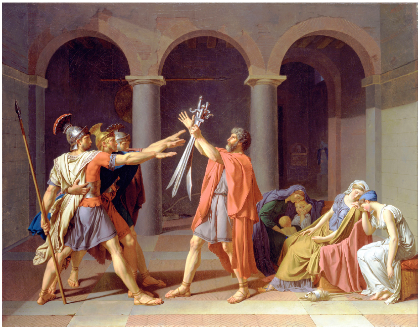 O juramento dos Hor&aacute;cios. Jacques-Louis David, 1784 /1785.