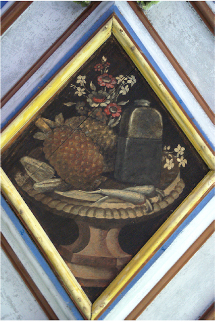 Naturezas-mortas com frutas tropicais na sacristia da igreja de N. Sra. das Neves e Ordem Terceira de S&atilde;o Francisco Olinda, Pernambuco, in&iacute;cio do s&eacute;culo XVIII. Fotografias do autor.