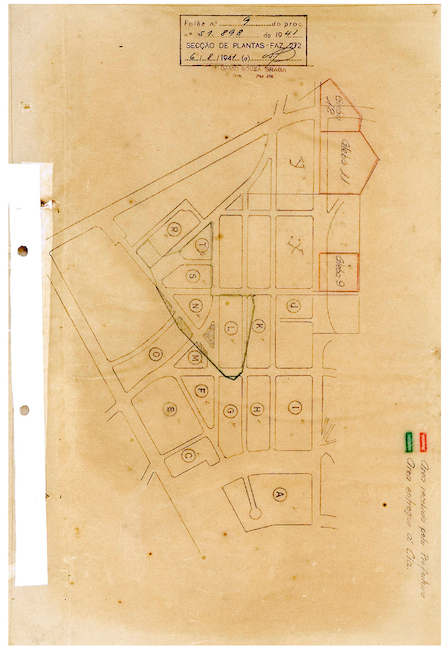 Planta com discrimina&ccedil;&atilde;o das glebas 9, 11 e 12 do Jardim Lusit&acirc;nia, localizadas no interior do per&iacute;metro delimitado para o Parque Ibirapuera.