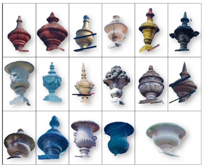 Variedade de ornamentos da tipologia “vaso” do Centro Histórico da cidade de Belém do Pará e seu entorno.