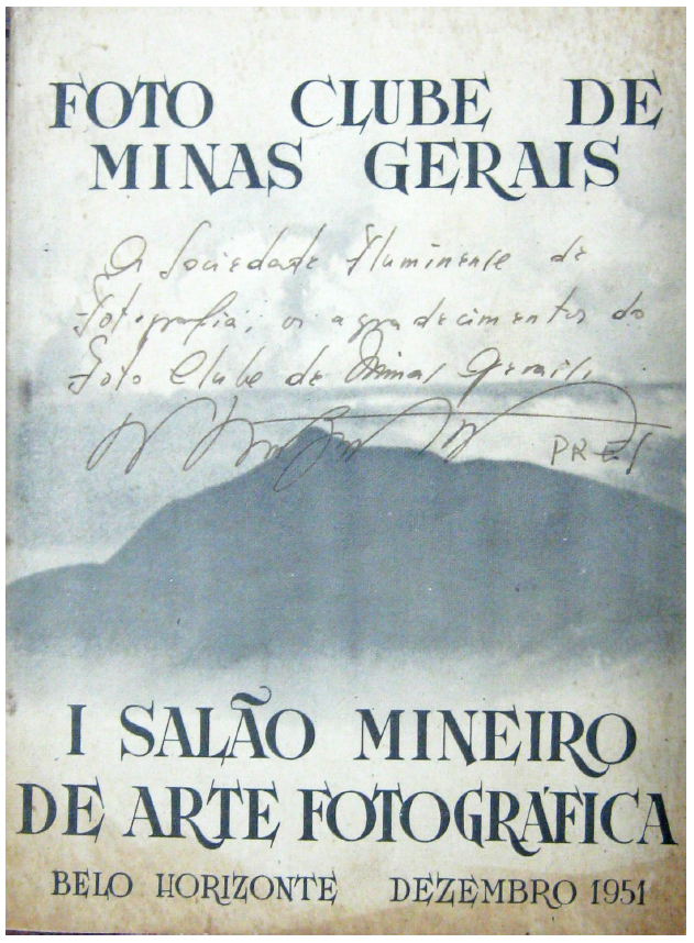 Agradecimento do Foto Clube de Minas Gerais à Sociedade Fluminense de Fotografia.