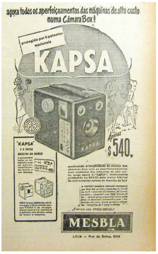 Anúncio da câmera Kapsa pela Mesbla.