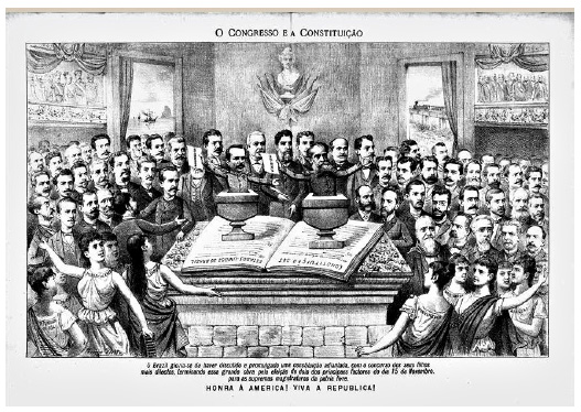 O Congresso e a Constituição. Fevereiro de 1891. Revista Illustrada, 1891. nº 615. Acervo da Fundação Biblioteca Nacional, Brasil. Coordenadoria de Publicações Seriadas. Localização: 332747. Reprodução disponibilizada pelos serviços da Biblioteca Nacional.