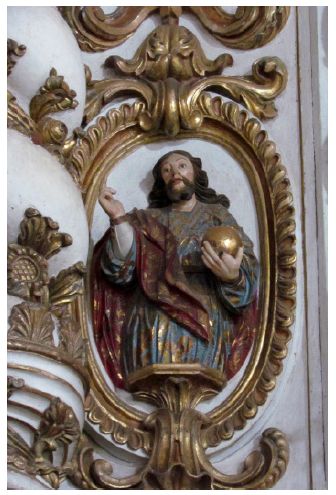 Medalh&atilde;o de S&atilde;o Jos&eacute;, ret&aacute;bulo-mor da Matriz de Santa Luzia, Santa Luzia (2017).