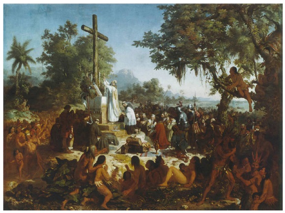 Victor Meirelles, Primeira missa no Brasil, 1860, &oacute;leo sobre tela, 268 x 356 cm, Acervo do Museu Nacional de Belas Artes / IBRAM / MinC, Rio de Janeiro.