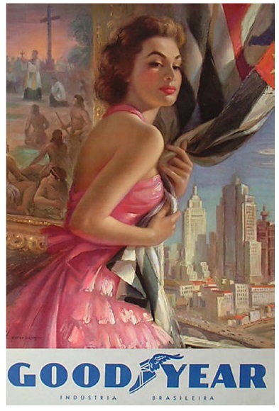 Vicente Caruso, Calend&aacute;rio Goodyear, 1954. In: Folha de S.Paulo, 10 ago. 2014.