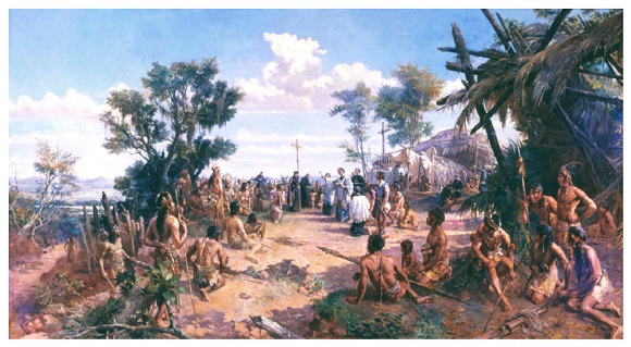 Oscar Pereira da Silva, Funda&ccedil;&atilde;o de S&atilde;o Paulo, 1907, &oacute;leo sobre tela, 185 x 340 cm. Acervo do Museu Paulista da USP, S&atilde;o Paulo. 