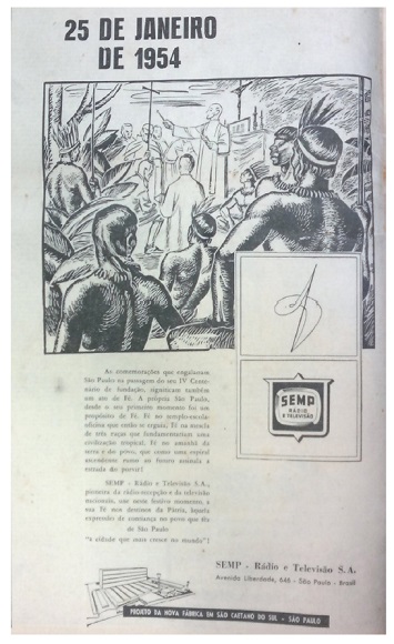 Propaganda Semp R&aacute;dio e Televis&atilde;o S.A., O Estado de S. Paulo, 25 de janeiro de 1954.