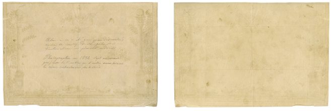 Hercule Florence. [Diploma ma&ccedil;&ocirc;nico, anverso e verso], [1833-1839]. C&oacute;pia fotogr&aacute;fica sobre papel fotossens&iacute;vel, obtida por contato sob a a&ccedil;&atilde;o da luz solar, 20,2 x 29,1 cm (irregular). Cole&ccedil;&atilde;o Instituto Hercule Florence (S&atilde;o Paulo). 