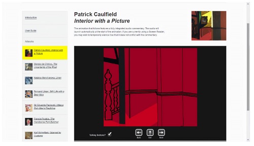 Recurso de animação e áudio da obra Interior with a Picture - Patrick Caulfield, 1985, 2018. Site Imap.