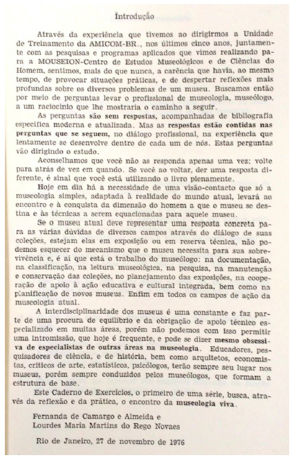 Texto introdutório do livro Introdução ao ensino dirigido de museologia.20